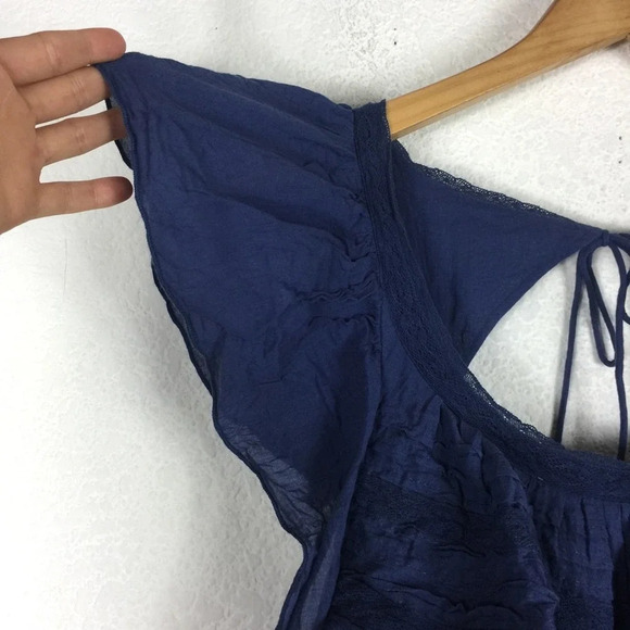 Free People Hailey Blue Oversized Ruffle Gauzy Mini Dress Small - Picture 9 of 16